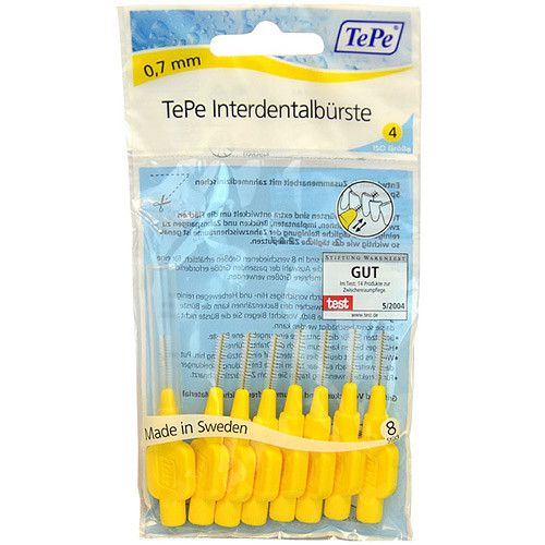 TePe Interdental Brush Normal (0,7 mm geltonas 8 vnt) - tarpdančių šepetėliai