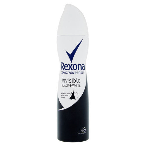 „Rexona Motionsense Invisible Black+White“ antiperspirantasas – purškiamas antiperspirantasas