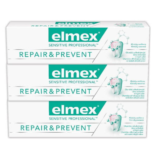Elmex Sensitive Professional Repair & Prevent Trio Toothpaste (3 pcs) - Toothpaste for pain relief 75ml