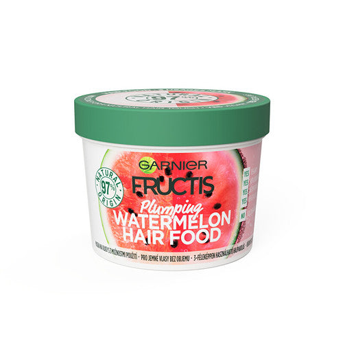GARNIER Fructis Hair Food Watermelon Plumping Mask - Plaukų kaukė ploniems plaukams, neapsunkinantiems plaukų apimties.