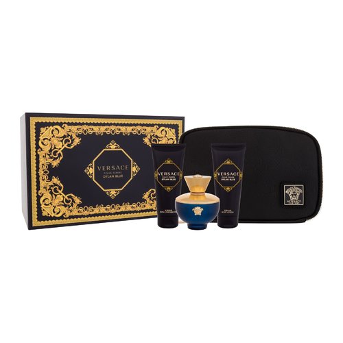 Versace Dylan Blue pour Femme dovanų rinkinys EDP 100 ml, kūno losjonas 100 ml, dušo gelis 100 ml ir Kosmetinė