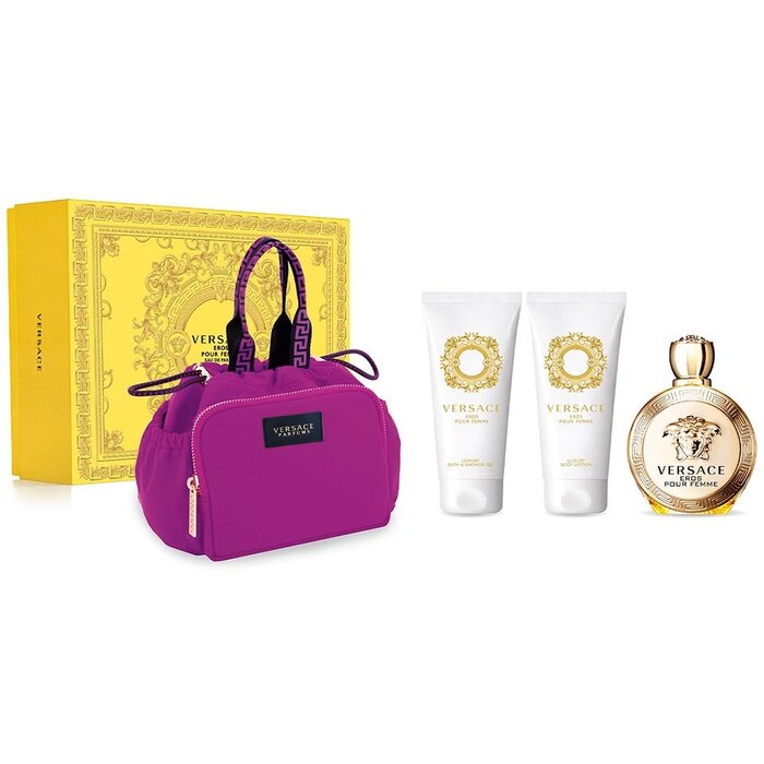 Versace Eros Pour Femme dovanų rinkinys EDP 100 ml, kūno losjonas 100 ml, dušo gelis 100 ml ir hirbag