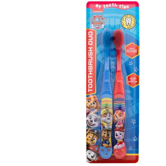 VAIKŲ KVAPAI Paw Patrol dantų šepetėlis „Duo Super Soft“ 4-6 (mėlynas ir raudonas)