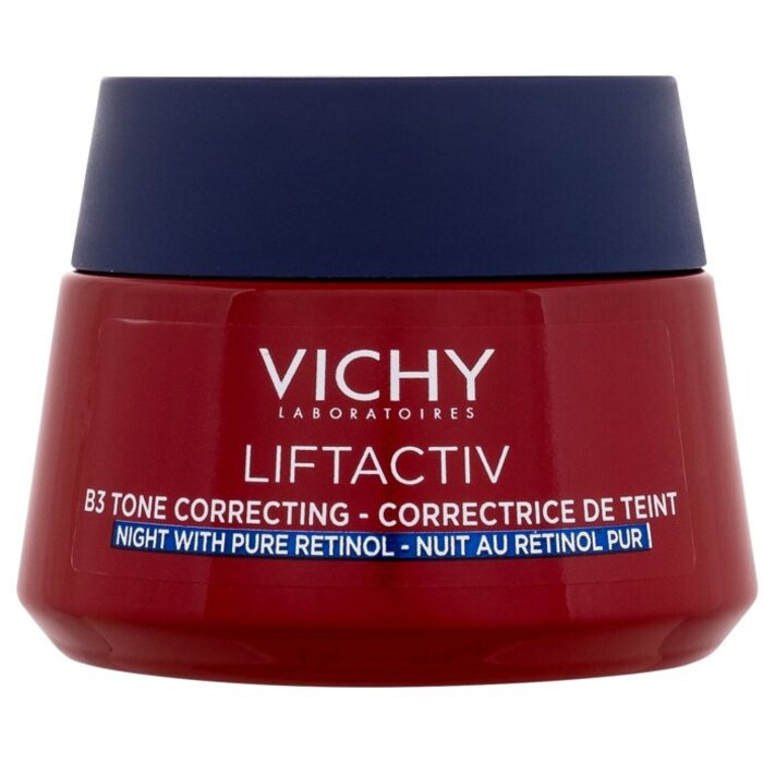 Vichy „Liftactiv B3“ naktinis kremas nuo tamsių dėmių – naktinis kremas nuo tamsių dėmių su grynu retinoliu.
