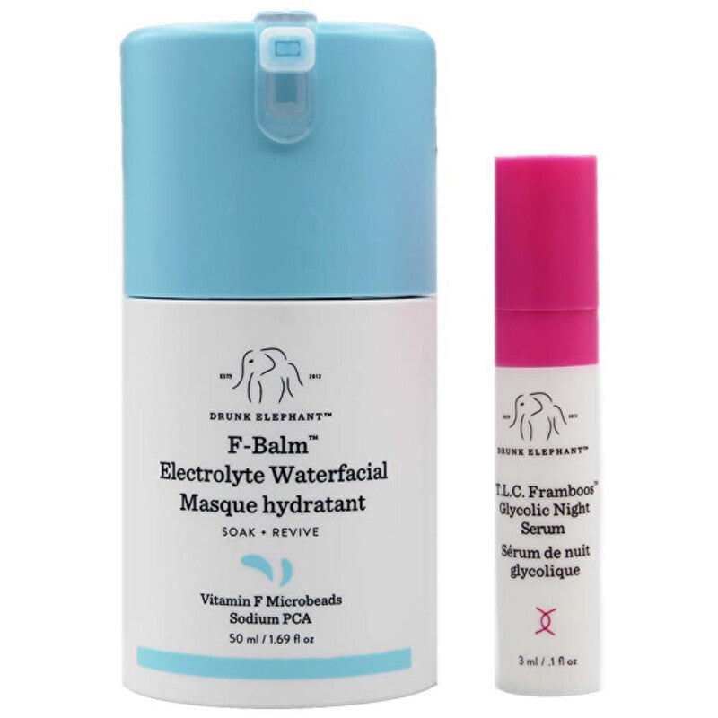 „Drunk Elephant“ F-balzamas + T.L.C. „Framboos“ rinkinys – naktinis odos priežiūros rinkinys
