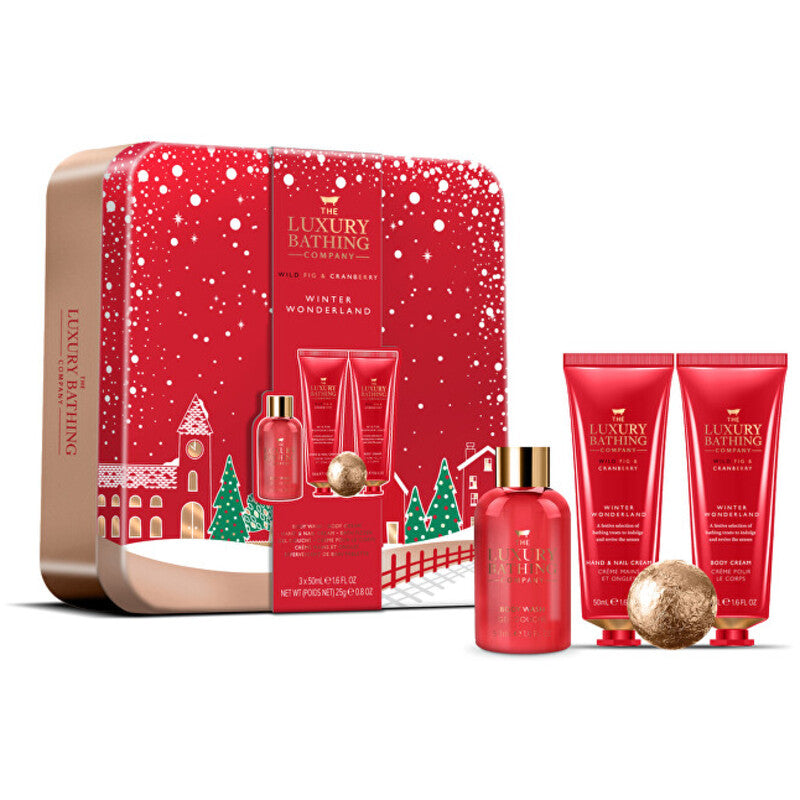 Grace Cole žiemos kūno priežiūros rinkinys skardinėje ( Fig & Cranberry ) – kūno priežiūros dovanų rinkinys skardinėje