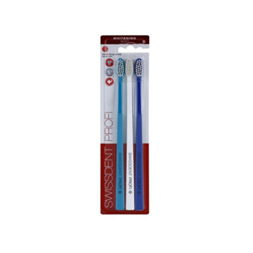 Swissdent Whitening Trio Soft Set (2 + 1 FREE turquoise + white + dark blue) - Toothbrush Set