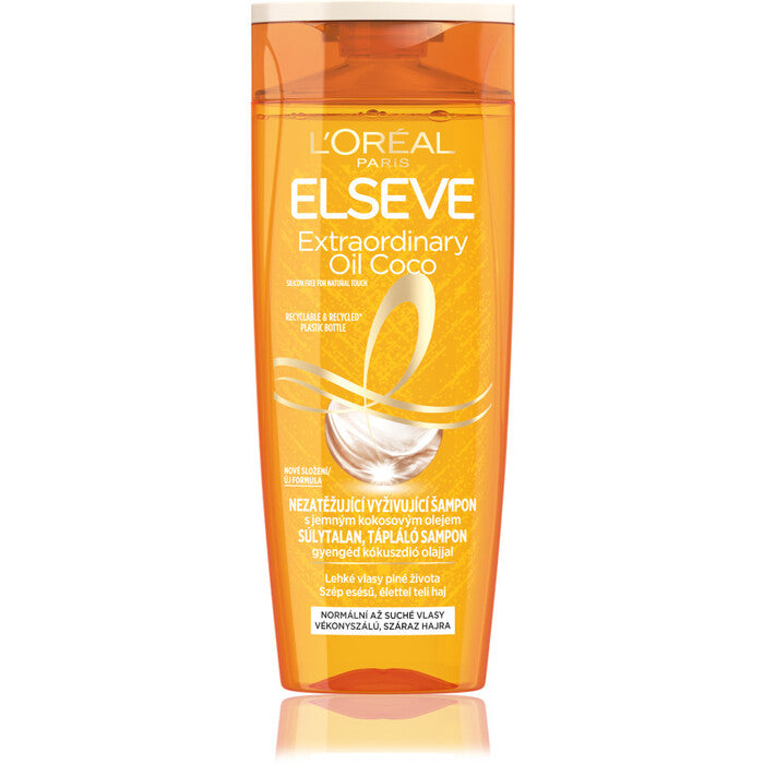  L'Oréal Professionnel Nourishing Shampoo with Coconut Oil for Normal to Dry, Elseve Hair Elseve Extraordinary Oil 250ml 