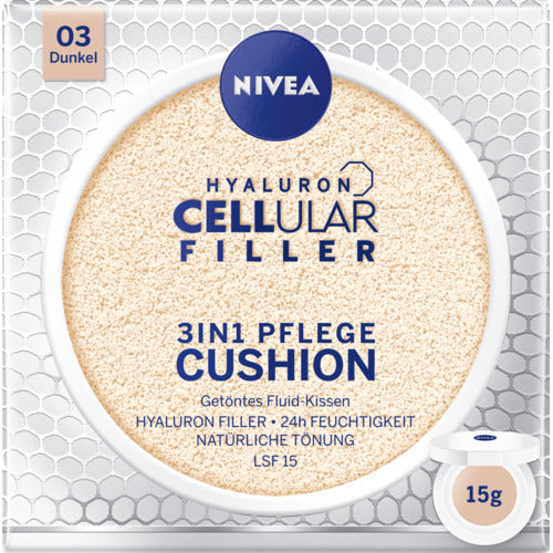 Nivea Hyaluron CELLular Filler 3in1 Care Cushion Makeup SPF15 - Slightly covering makeup in sponge 15 g 02 Medium