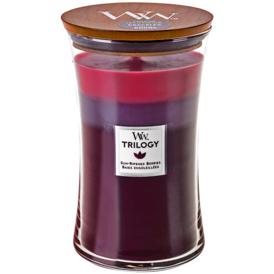 WoodWick Saulėje nokusių uogų trilogijos vaza (uogų nokimas saulėje) - kvapni žvakė