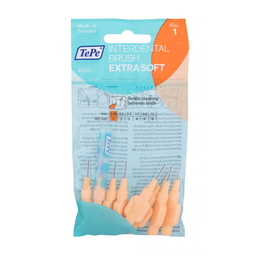 TePe Interdental Brush Extra Soft (0.45 mm orange 8 pcs) - Very fine interdental brushes 8.0pcs