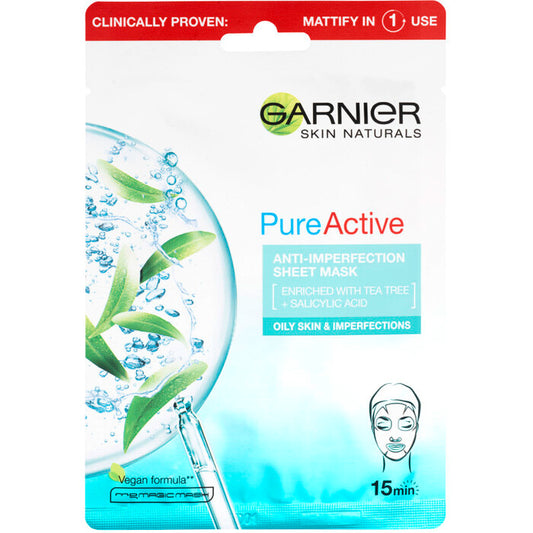 GARNIER Skin Naturals Pure Active - Moisturizing textile mask against imperfections enriched with tea tree and salicylic acid 23.0g
