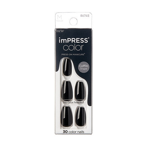 Kiss My Face ImPRESS Color MC All Black Nails 30 pcs