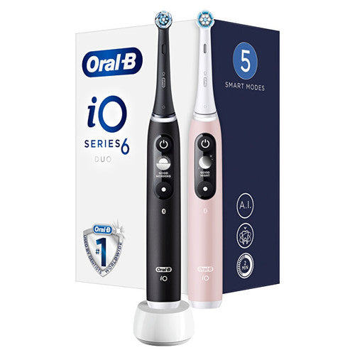 Oral B iO6 Series Duo Pack Black/Pink Sand Extra Handle Toothbrush (2 pcs) - Electric toothbrush