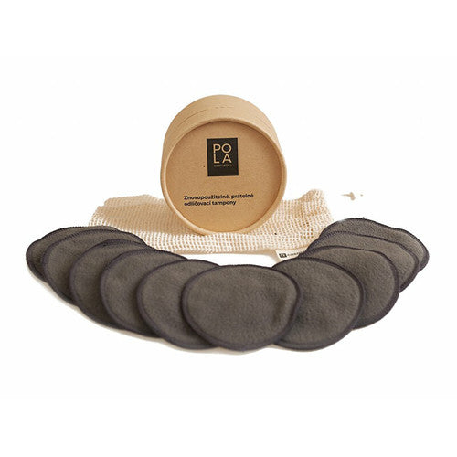 „Pola Cosmetics“ makiažo valymo pagalvėlės - makiažo valymo pagalvėlės su anglies pluoštu (10 vnt.)