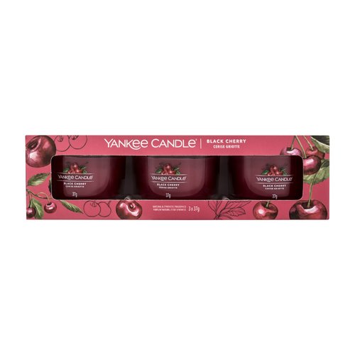 Yankee Candle „Black Cherry“ dovanų rinkinys su žvakėmis stiklinėje dėžutėje