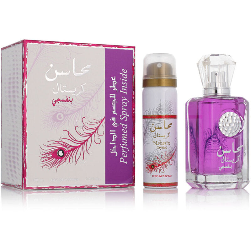 Lattafa Perfumes Mahasin Crystal Violet dovanų rinkinys EDP 100 ml ir dezodorantas 75 ml