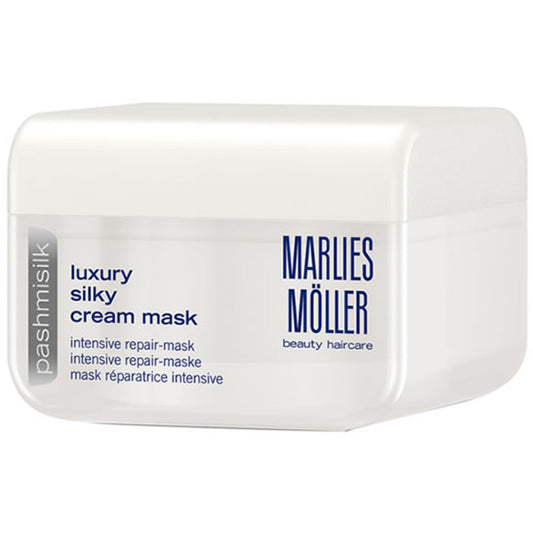 „Marlies Möller Luxury Care Silky Creaam“ kaukė – stiprinamoji kaukė, suteikianti plaukams švelnumo ir žvilgesio.