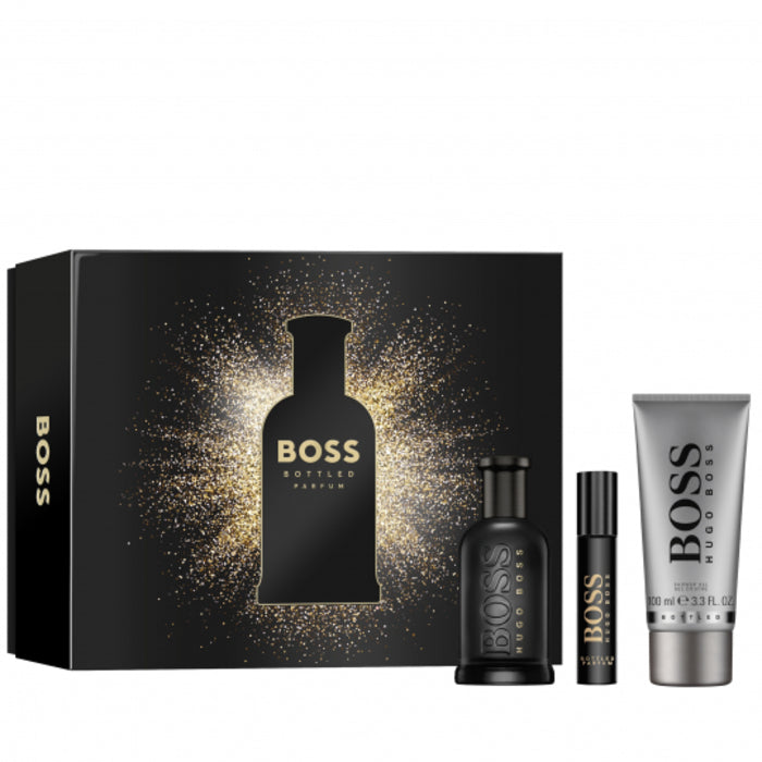 Hugo Boss Boss Bottled Parfum dovanų rinkinys Parfum 100 ml, mini 10 ml ir dušo gelis 100 ml