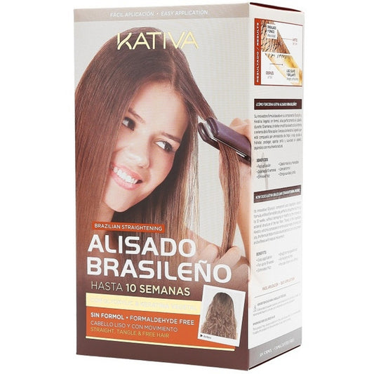 Kativa Brazilian Straightening Brunette Kit – rinkinys su keratinu plaukams tiesinti