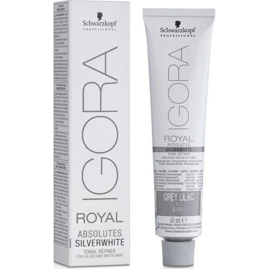 Schwarzkopf Professional Igora Royal SilverWhite Permanent White Refining Color Creme - Demi-permanent color for light toning of white hair 60ml Gray-Lilac