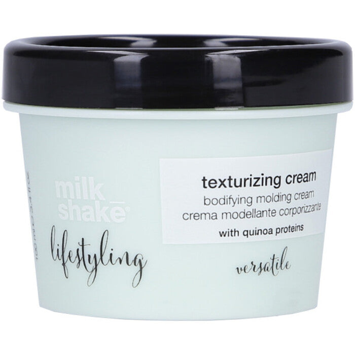 „Milk Shake Lifestyling Texturizing Cream“ – formavimo kremas plaukų tekstūrai pagerinti.