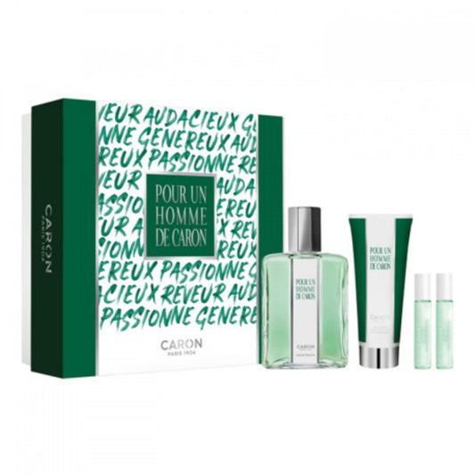  Caron Pour un Homme de Caron Gift Set EDT 125 ml, shower gel 75 ml, miniature Le Matin EDT 5 ml and miniature Le Soir EDP 5 ml 