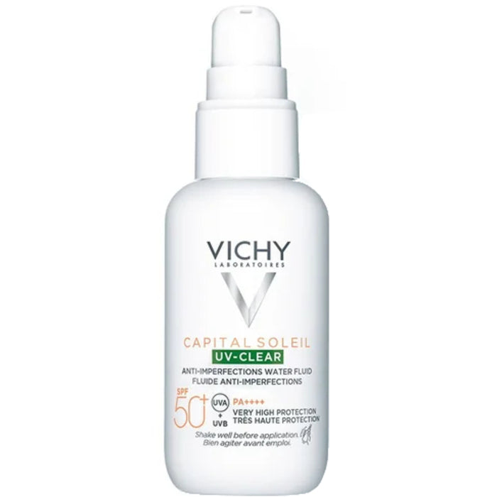 Vichy SPF 50+ Capital Soleil UV-Clear Anti-Imperfections Water Fluid - Skystis nuo odos netobulumų