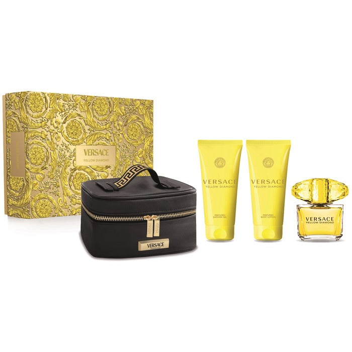 Versace Yellow Diamond dovanų rinkinys EDT 90 ml, kūno losjonas 100 ml, dušo gelis 100 ml ir Kosmetinė