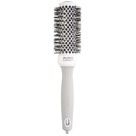 Olivia Garden Expert Blowout Shine apvalus šepetys, baltas ir pilkas, 35 mm