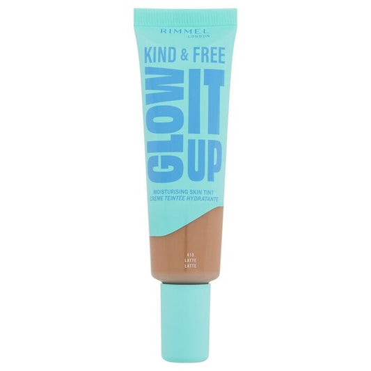  Rimmel Kind & Free Glow It Up Moisturising Skin Tint - Moisturizing makeup for sensitive, dry and normal skin 30 ml 605 Deep Chocolate