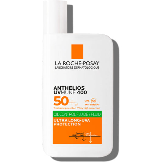 La Roche-Posay ANTHELIOS UVMUNE 400 Oil Control Fluid SPF 50+ – Apsaugos nuo saulės skystis