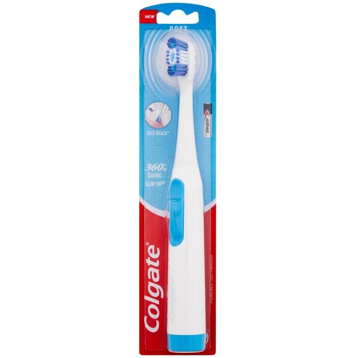 Colgate 360 Sonic Slim Tip Battery Powered Soft Toothbrush - Sonic Toothbrush 1.0pcs