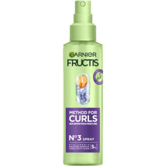 GARNIER Fructis Method For Curls purškiklis – drėkinamasis purškiklis sausiems, banguotiems ir garbanotiems plaukams.