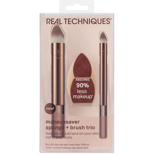 „Real Techniques Makeupsaver“ kempinėlių ir šepetėlių trio