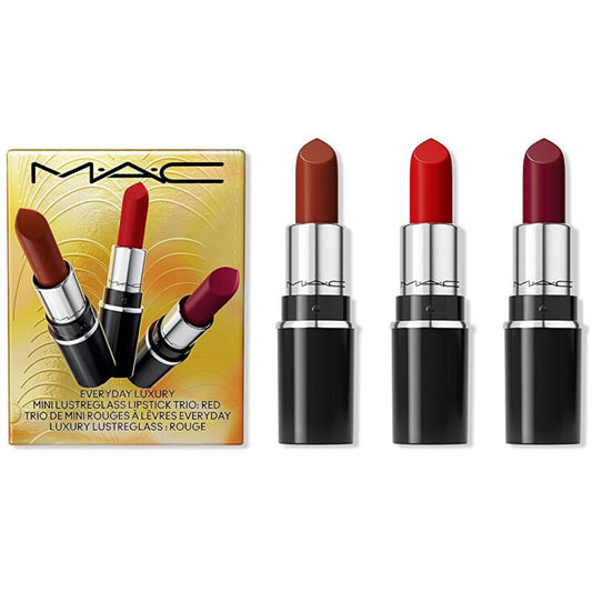 MAC Everyday Luxury Mini Lustreglass Red Lūpdažis Trio – lūpų rinkinys