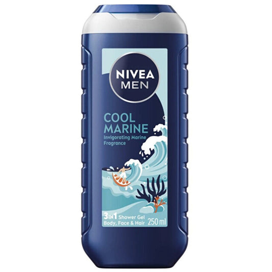 „Nivea Men Cool Marine“ 3 viename dušo želė – dušo želė odai ir plaukams