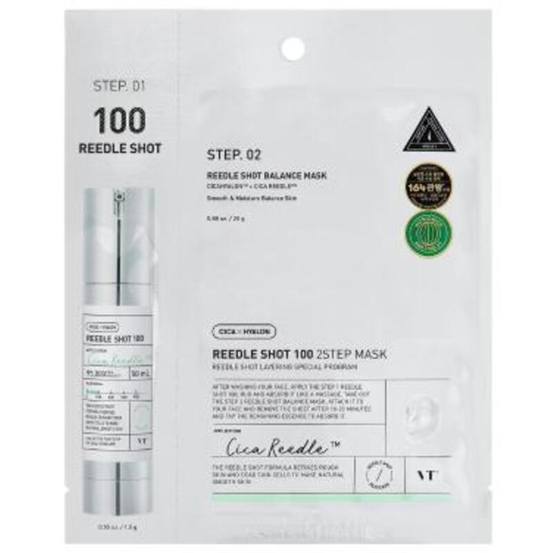 VT Cosmetics Reedle Shot 100 2 Step Mask - Dvifazė veido kaukė su stangrinamuoju efektu