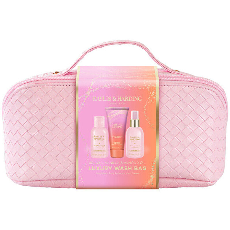 „Baylis & Harding“ prabangus prausimosi maišelis (simondsijų, vanilės ir migdolų aliejaus) – dovanų rinkinys