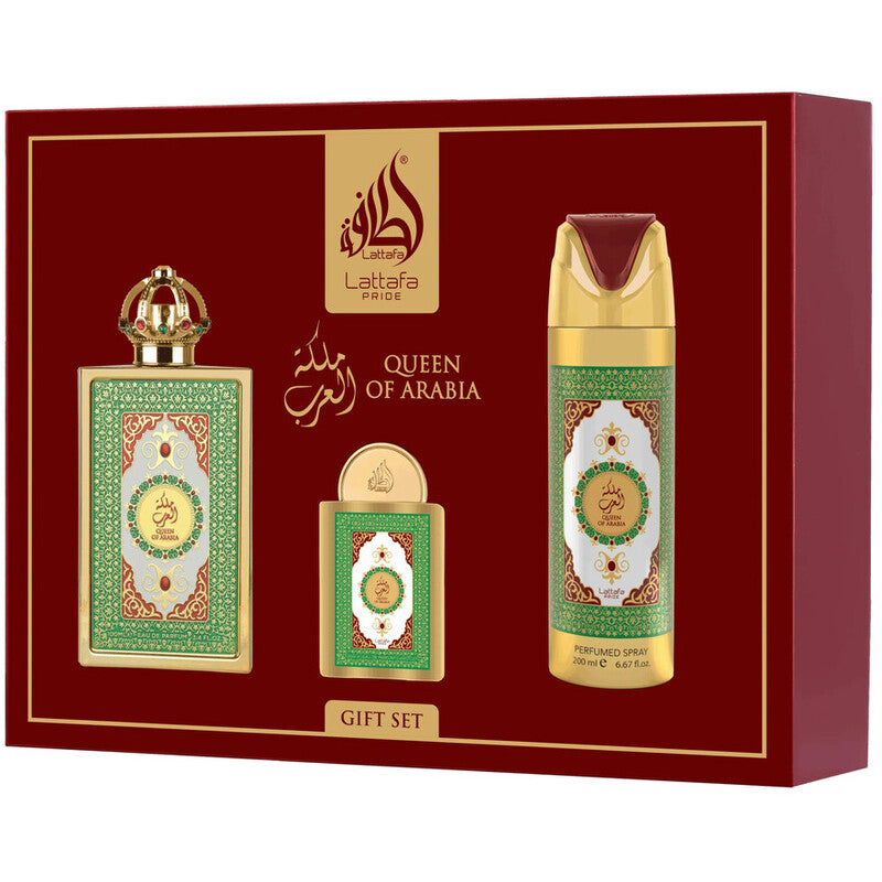 Lattafa Perfumes Queen Of Arabia Dárková sada EDP 100 ml, deospray 200 ml a EDP 20 ml